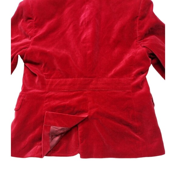 Valerie Stevens Petite 8P Jacket Red Velour Padded Shoulders Faux Pockets - Picture 6 of 9